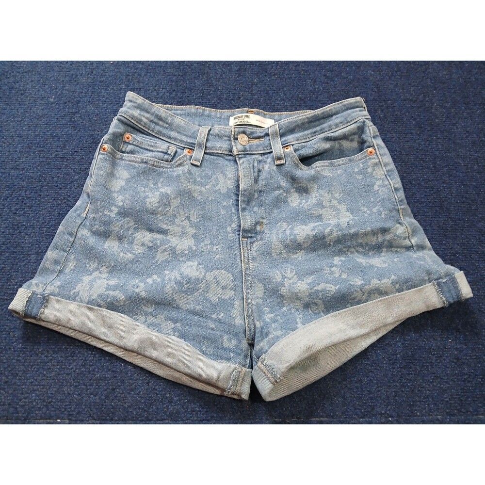 Levi Strauss Mom Jean Cuffed Hem Shorts with White Floral print  9